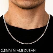 Load image into Gallery viewer, 10K 3.5MM WHITE GOLD SOLID MIAMI CUBAN 26" CHAIN NECKLACE (AVAILABLE IN LENGTHS 7" - 30")