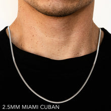 Load image into Gallery viewer, 14K 2.5MM WHITE GOLD SOLID MIAMI CUBAN 22" CHAIN NECKLACE (AVAILABLE IN LENGTHS 7" - 30")