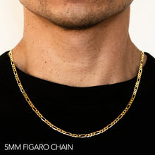 Load image into Gallery viewer, 10K 5MM YELLOW GOLD HOLLOW FIGARO 20" CHAIN NECKLACE (AVAILABLE IN LENGTHS 7" - 30")