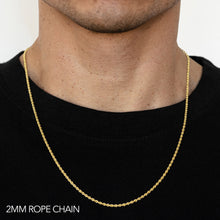 Load image into Gallery viewer, 10K 2MM YELLOW GOLD SOLID DC ROPE 24" CHAIN NECKLACE (AVAILABLE IN LENGTHS 7" - 30")