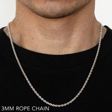 Load image into Gallery viewer, 10K 3MM WHITE GOLD SOLID DC ROPE 26" CHAIN NECKLACE (AVAILABLE IN LENGTHS 7" - 30")