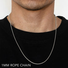 Load image into Gallery viewer, 10K 1MM WHITE GOLD SOLID DC ROPE 26" CHAIN NECKLACE (AVAILABLE IN LENGTHS 7" - 30")