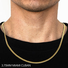 Load image into Gallery viewer, 14K 3.75MM YELLOW GOLD HOLLOW MIAMI CUBAN 22" CHAIN NECKLACE (AVAILABLE IN LENGTHS 7" - 30")