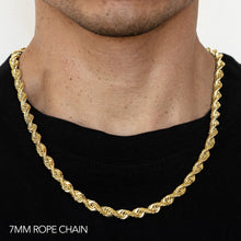 Load image into Gallery viewer, 14K 7MM YELLOW GOLD DC HOLLOW ROPE 20" CHAIN NECKLACE (AVAILABLE IN LENGTHS 7" - 30")