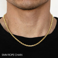 Load image into Gallery viewer, 14K 5MM YELLOW GOLD DC HOLLOW ROPE 24" CHAIN NECKLACE (AVAILABLE IN LENGTHS 7" - 30")
