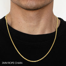 Load image into Gallery viewer, 14K 3MM YELLOW GOLD DC HOLLOW ROPE 20" CHAIN NECKLACE (AVAILABLE IN LENGTHS 7" - 30")