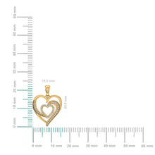 Load image into Gallery viewer, 10K Yellow Gold Round Diamond Womens Double Heart Pendant 1/8 Cttw
