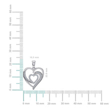 Load image into Gallery viewer, 10K White Gold Round Diamond Womens Double Heart Pendant 1/8 Cttw