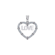 Load image into Gallery viewer, 10K White Gold Round Diamond Womens Love Heart Pendant 1/4 Cttw