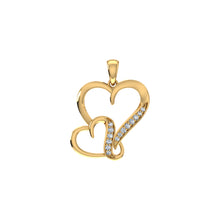 Load image into Gallery viewer, 10K Yellow Gold Round Diamond Womens Double Heart Pendant 1/10 Cttw