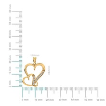 Load image into Gallery viewer, 10K Yellow Gold Round Diamond Womens Double Heart Pendant 1/10 Cttw