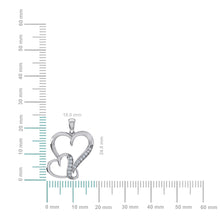 Load image into Gallery viewer, 10K White Gold Round Diamond Womens Double Heart Pendant 1/10 Cttw