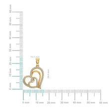 Load image into Gallery viewer, 10K Yellow Gold Round Diamond Womens Double Heart Pendant 1/4 Cttw