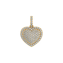 Load image into Gallery viewer, 10K Yellow Gold Round Diamond Womens Puffy Heart Pendant 3/8 Cttw