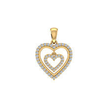 Load image into Gallery viewer, 10K Yellow Gold Round Diamond Womens Double Heart Pendant 1/4 Cttw