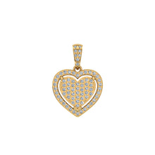 Load image into Gallery viewer, 10K Yellow Gold Round Diamond Womens Heart Pendant 1/4 Cttw