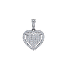 Load image into Gallery viewer, 10K White Gold Round Diamond Womens Heart Pendant 1/4 Cttw