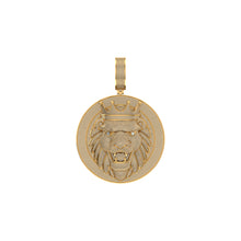 Load image into Gallery viewer, 10K Yellow Gold Round Diamond Lion with Crown Pendant 2-5/8 Cttw