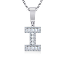Load image into Gallery viewer, 10K White Gold Tw Baguette Initial I Pendant 1/3 Cttw