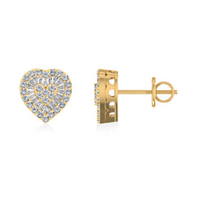Load image into Gallery viewer, 10K Yellow Gold Round Diamond Heart Shape Stud Earrings 1/2 Cttw