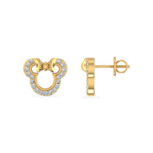 Load image into Gallery viewer, 10K Yellow Gold Round Diamond Designer Stud Earrings 1/10 Cttw