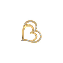 Load image into Gallery viewer, 10K Yellow Gold Round Diamond Double Heart Pendant 1/10 Cttw