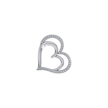 Load image into Gallery viewer, 10K White Gold Round Diamond Double Heart Pendant 1/10 Cttw
