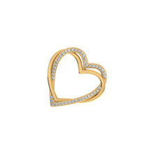 Load image into Gallery viewer, 10K Yellow Gold Round Diamond Womens Double Heart Pendant 1/10 Cttw