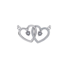 Load image into Gallery viewer, 10K White Gold Round Diamond Womens Double Heart Pendant 1/10 Cttw