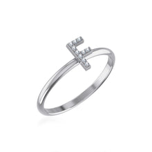 Load image into Gallery viewer, 10K White Gold Womens Round Diamond F Initial Letter Ring 1/25 Cttw