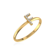 Load image into Gallery viewer, 10K Yellow Gold Womens Round Diamond F Initial Letter Ring 1/25 Cttw