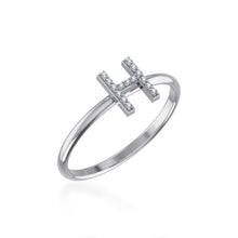 Load image into Gallery viewer, 10K White Gold Womens Round Diamond H Initial Letter Ring 1/25 Cttw