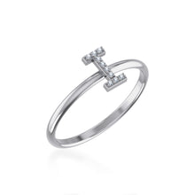 Load image into Gallery viewer, 10K White Gold Womens Round Diamond I Initial Letter Ring 1/25 Cttw