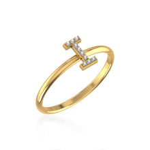 Load image into Gallery viewer, 10K Yellow Gold Womens Round Diamond I Initial Letter Ring 1/25 Cttw