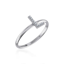 Load image into Gallery viewer, 10K White Gold Womens Round Diamond L Initial Letter Ring 1/25 Cttw