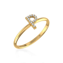 Load image into Gallery viewer, 10K Yellow Gold Womens Round Diamond P Initial Letter Ring 1/25 Cttw