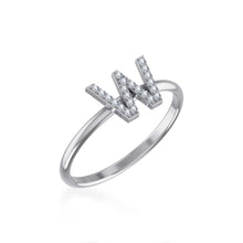Load image into Gallery viewer, 10K White Gold Womens Round Diamond W Initial Letter Ring 1/10 Cttw