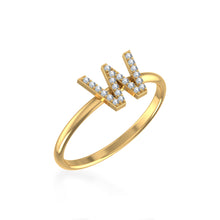 Load image into Gallery viewer, 10K Yellow Gold Womens Round Diamond W Initial Letter Ring 1/10 Cttw