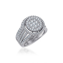 Load image into Gallery viewer, 10K White Gold Round Diamond Halo Big Bridal Cluster Ring 1-5/8 Cttw