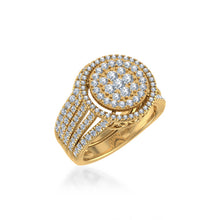 Load image into Gallery viewer, 10K Yellow Gold Round Diamond Halo Big Bridal Cluster Ring 1-5/8 Cttw