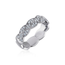 Load image into Gallery viewer, 14K White Gold Round Diamond Prong Set Designer Couple Band 1/4 Cttw