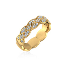 Load image into Gallery viewer, 14K Yellow Gold Round Diamond Prong Set Designer Couple Band 1/4 Cttw