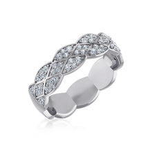 Load image into Gallery viewer, 14K White Gold Round Diamond Prong Set Designer Couple Band 5/8 Cttw