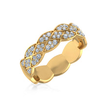 Load image into Gallery viewer, 14K Yellow Gold Round Diamond Prong Set Designer Couple Band 5/8 Cttw