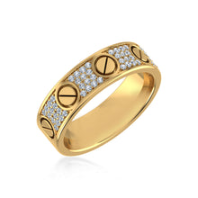 Load image into Gallery viewer, 14K Yellow Gold Round Diamond Prong Set Designer Couple Band 3/8 Cttw