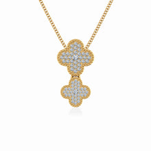 Load image into Gallery viewer, 10K Yellow Gold Womens Round Diamond Cluster Top Open Pendant 1/6 Cttw