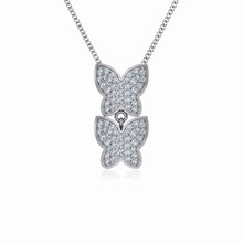 Load image into Gallery viewer, 10K White Gold Womens Round Diamond Butterfly Cluster Top Open Pendant 1/4 Cttw