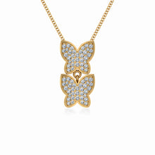 Load image into Gallery viewer, 10K Yellow Gold Womens Round Diamond Butterfly Cluster Top Open Pendant 1/4 Cttw