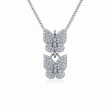 Load image into Gallery viewer, 10K White Gold Womens Round Diamond Butterfly Cluster Top Open Pendant 1/4 Cttw