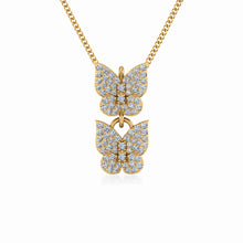 Load image into Gallery viewer, 10K Yellow Gold Womens Round Diamond Butterfly Cluster Top Open Pendant 1/4 Cttw